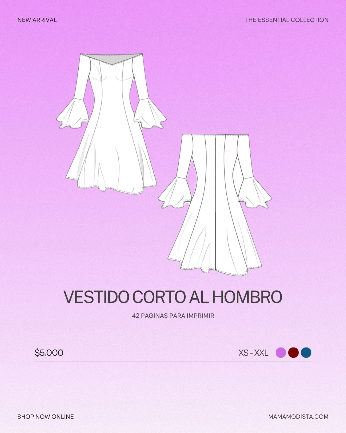 vestido corto al hombro